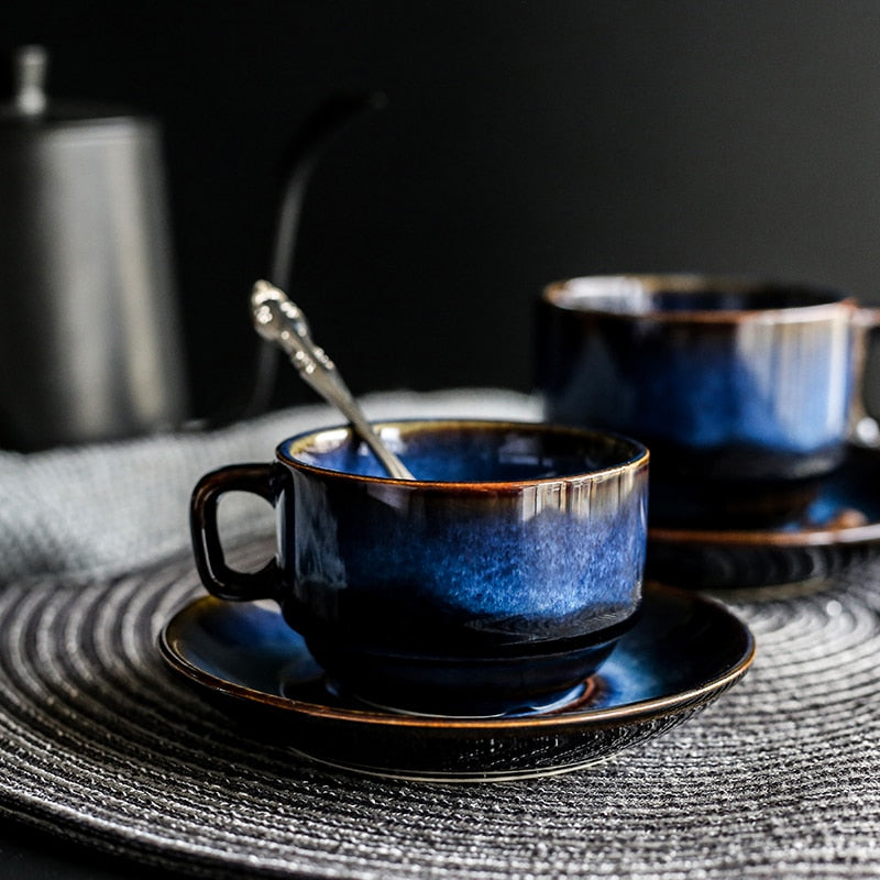 Cat Eye Blue Ceramic Coffee Cup