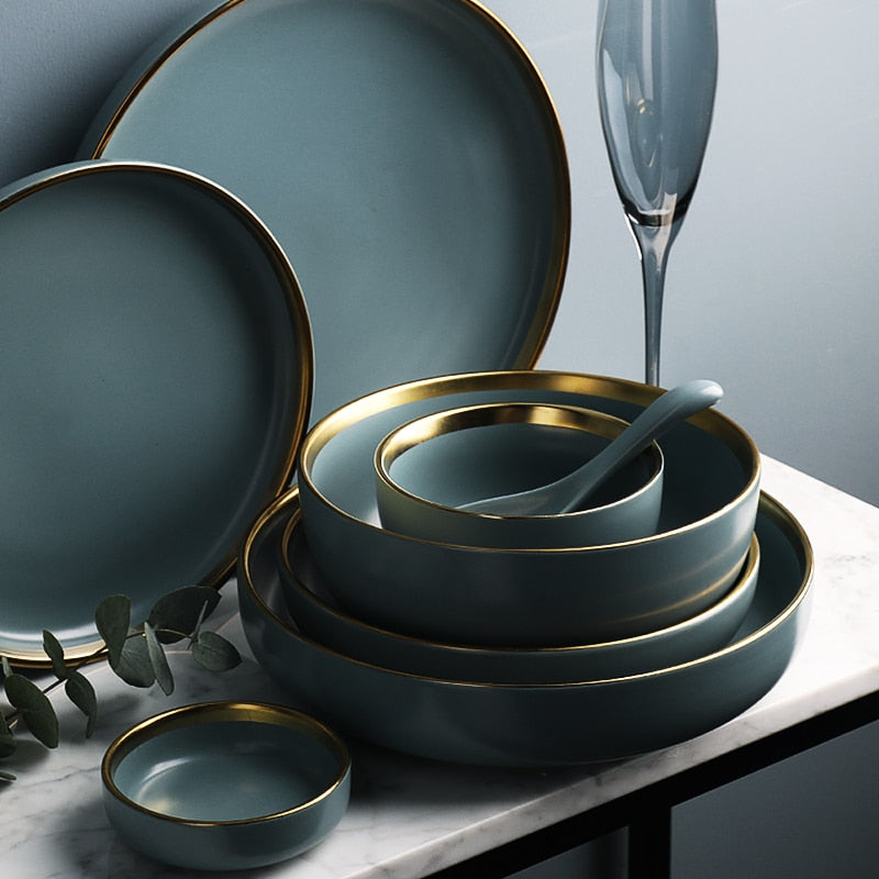 Blue Golden Ceramic Plate